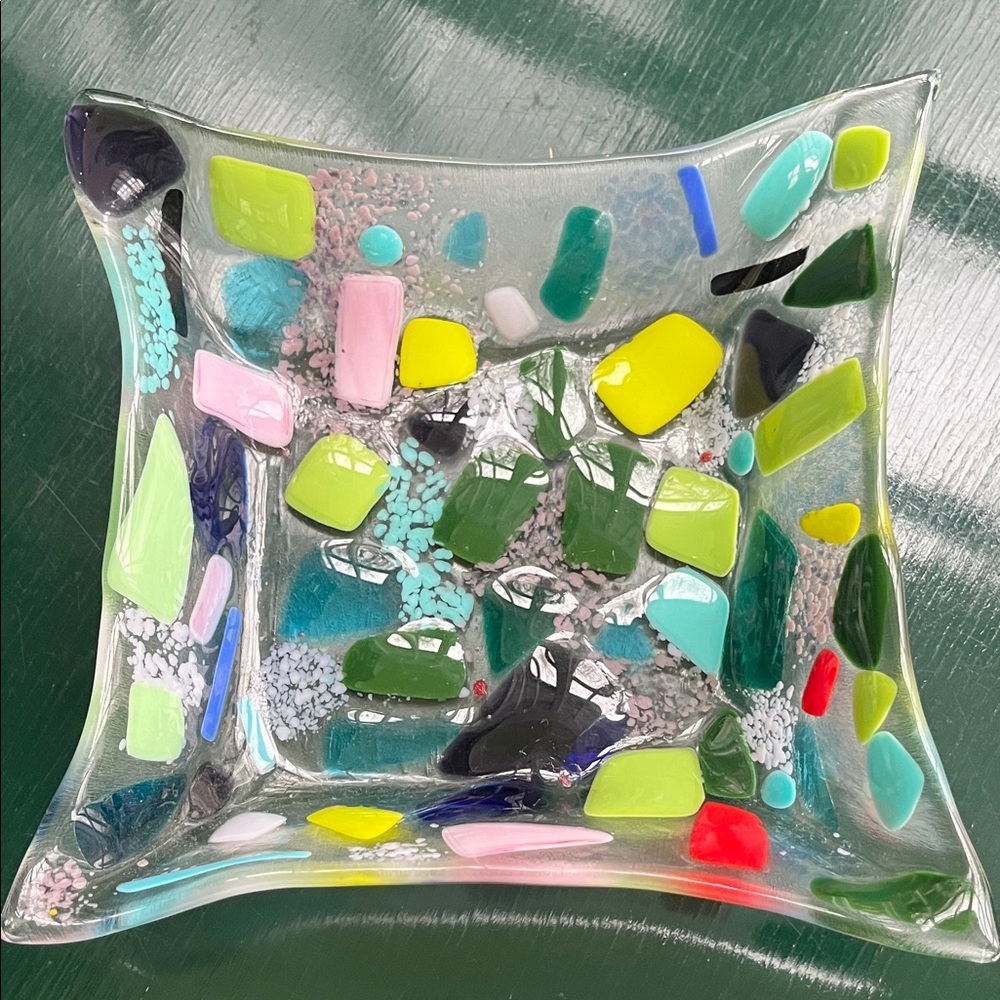 Colorful Mosaic Glass Art Bowl, Candy Dish